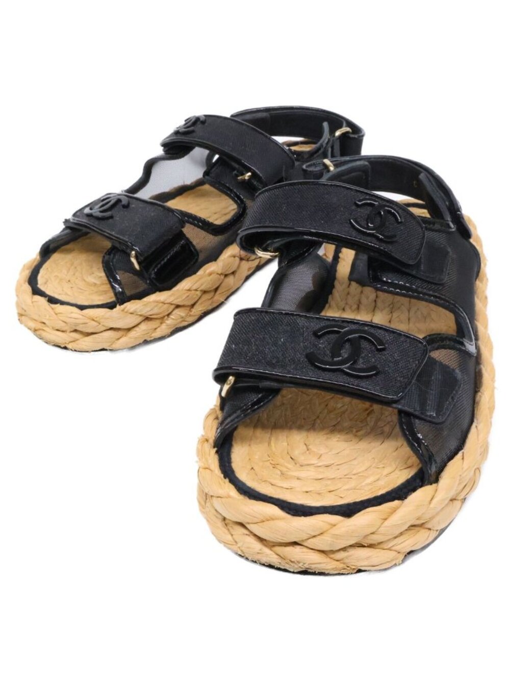 Chanel CC Logo Mesh Sandals - Picture 1 of 7
